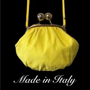 Italian Made Kiss-Lock Bubble Shoulder/Crossbody, Yellow‎